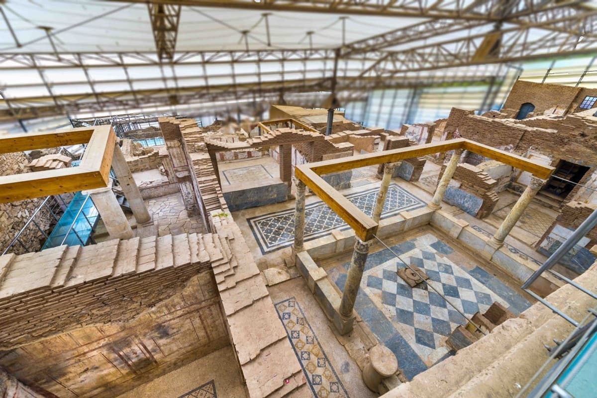 The Terrace Houses of Ephesus under their protective canopy, mosaics and frescoes in place