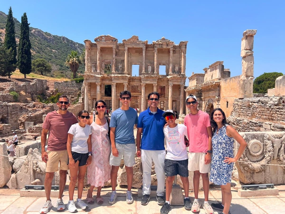 Guests from Royal Caribbean's Odyssey of the Seas on the plaza before the Library of Celsus, Ephesus, 22 July 2026